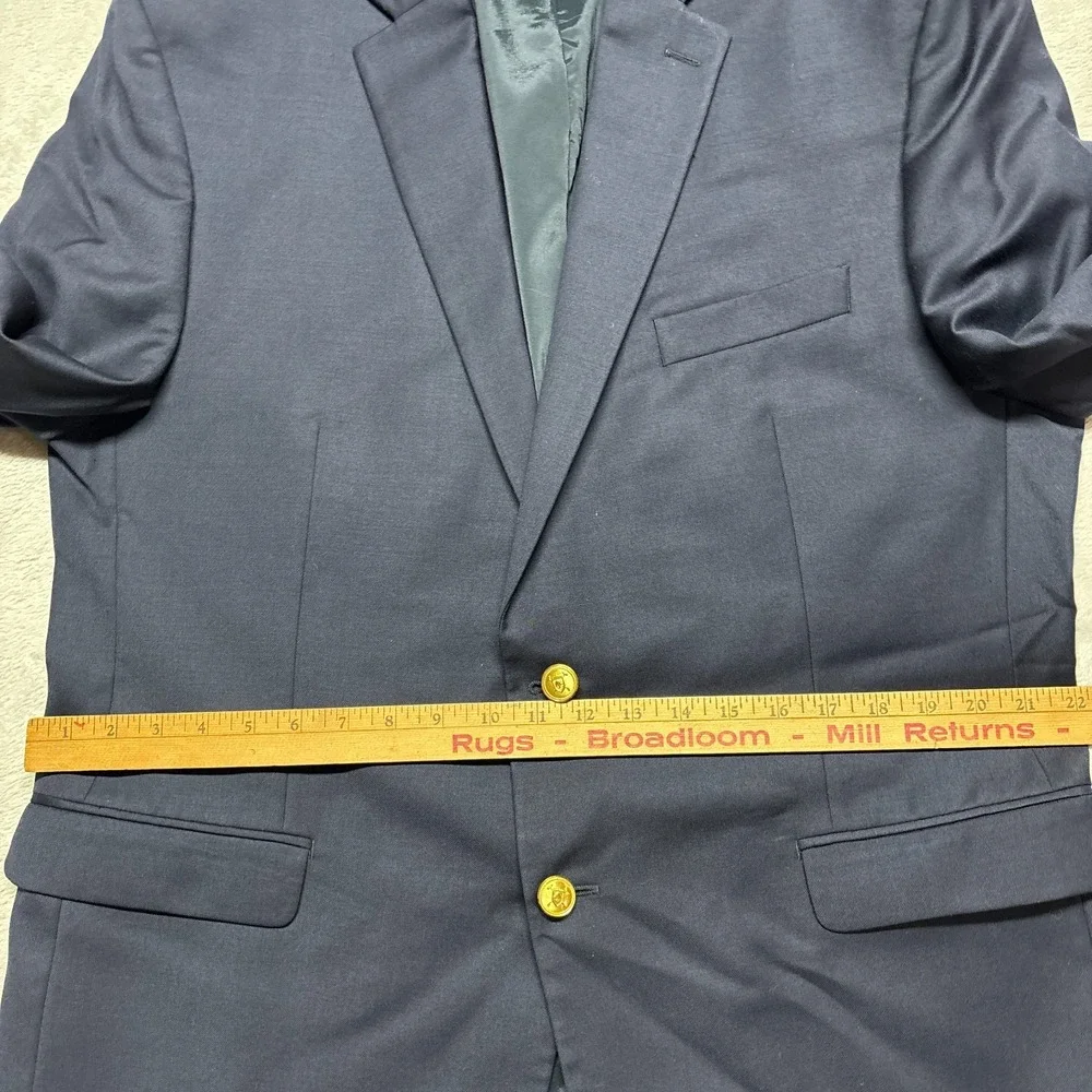 Lauren Ralph Lauren Blazer Mens 44R Navy Blue Gold Buttons Suit Jacket Wool READ